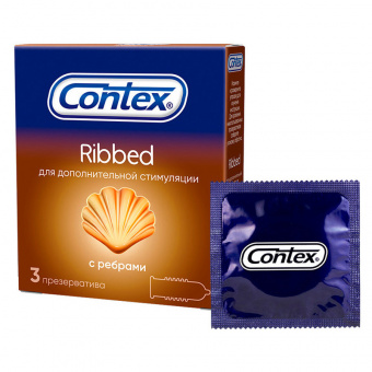 Презервативы Contex Ribbed с ребрами 3 шт. в упаковке фото