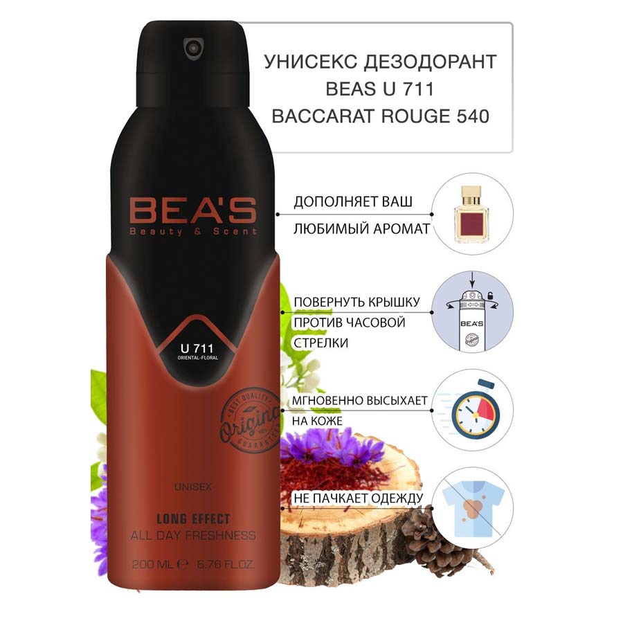 Дезодорант Beas U711 Mаisоn Frаnсis Kurkdjian Baccarat Rouge 540 deo 200 ml фото