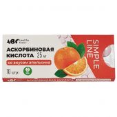 Аскорбиновая кислота ABC Healthy Food со вкусом апельсина 10 таб. 25 мг