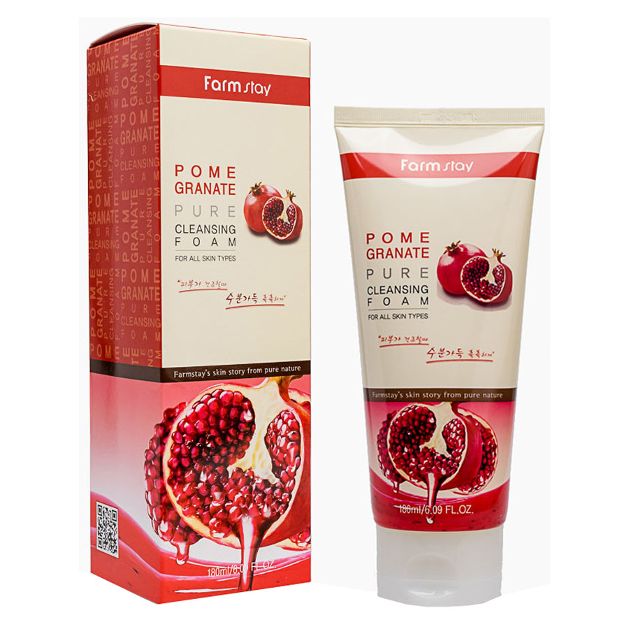 Увлажняющая пенка для умывания с экстрактом граната FarmStay Pomegranate Pure Cleansing Foam 180 ml фото