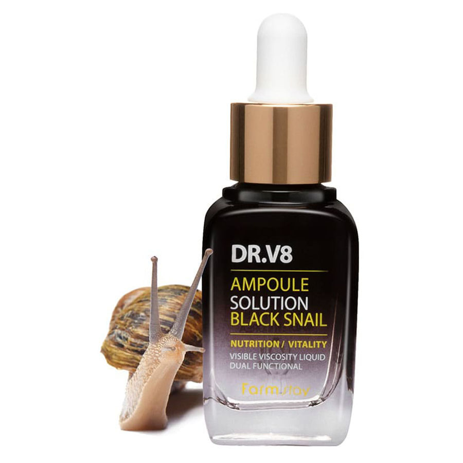 Сыворотка для лица FarmStay DR.V8 Ampoule Solution Black Snail 30 ml фото