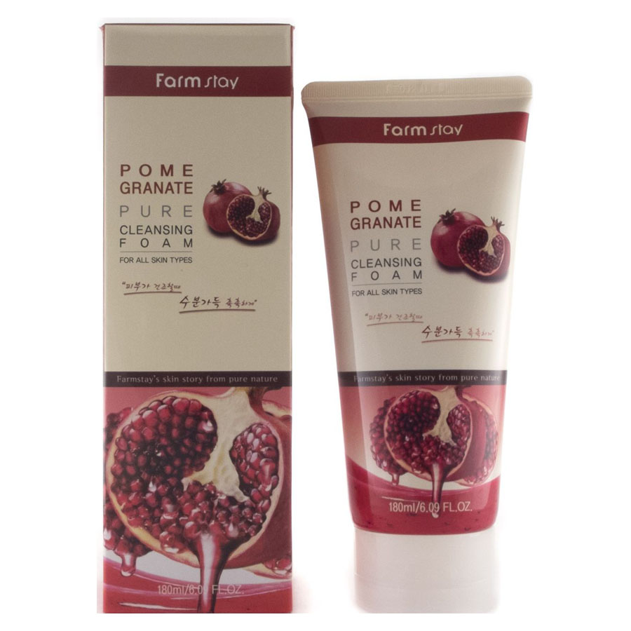 Увлажняющая пенка для умывания с экстрактом граната FarmStay Pomegranate Pure Cleansing Foam 180 ml фото