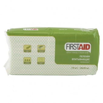 Пеленки FirstAid медицинские впитывающие 60х90 см - 10 шт. фото