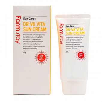 Солнцезащитный крем FarmStay Hyaluronic DR-V8 Vita Sun Cream SPF50 70 g фото