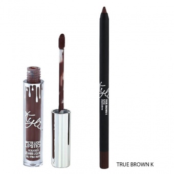 Жидкая помада Kylie Holiday Edition Matte Liquid Lipstick & Lip Liner 2 in 1 True Braun K 3 ml фото