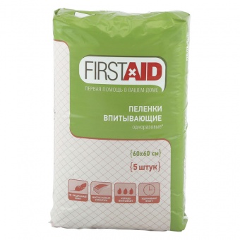 Пеленки FirstAid медицинские впитывающие 60х60 см - 5 шт. фото