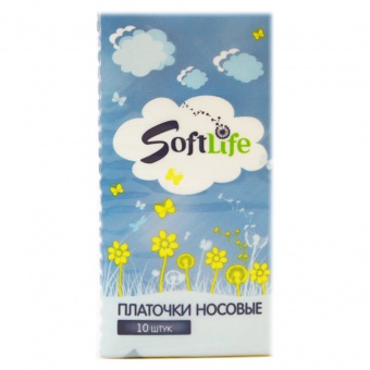 Платки носовые SoftLife бумажные трехслойные 10 шт (10 упаковок) фото